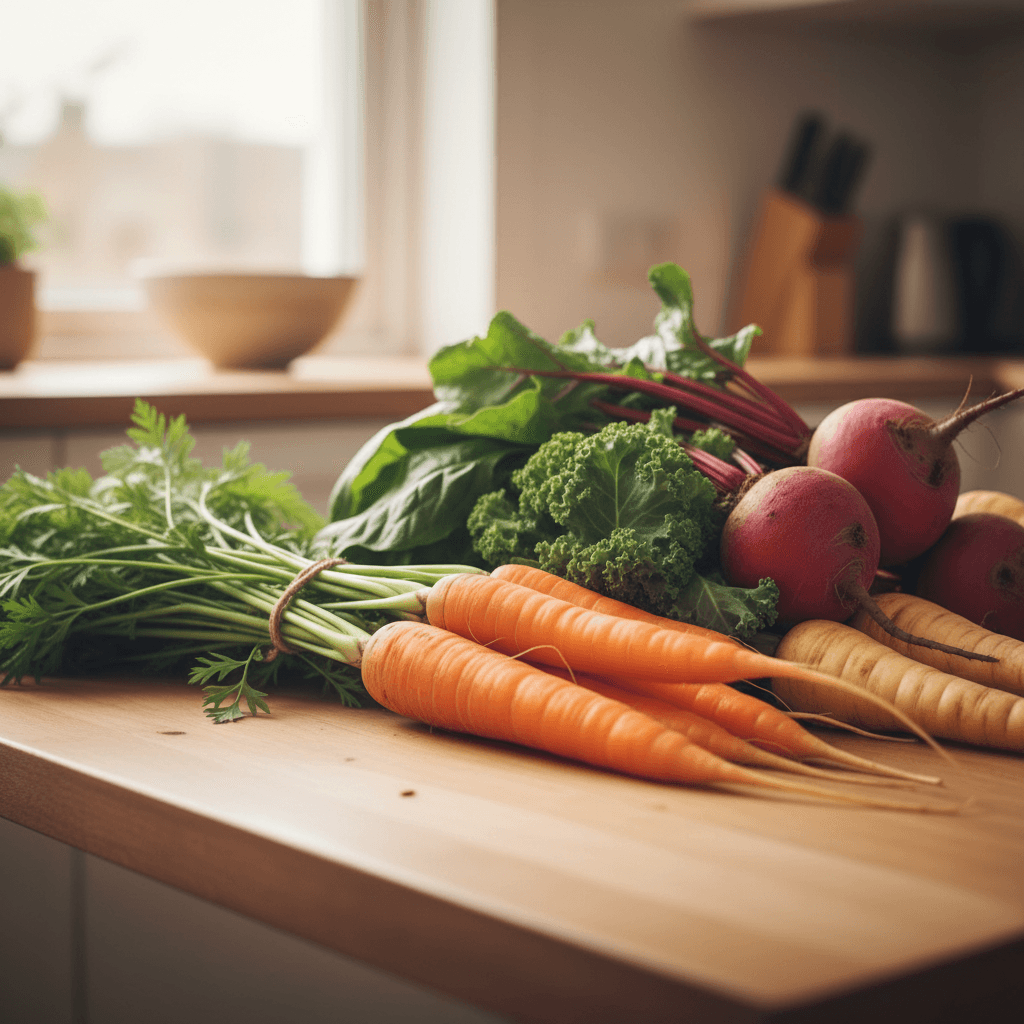 Fresh organic vegetables and whole foods