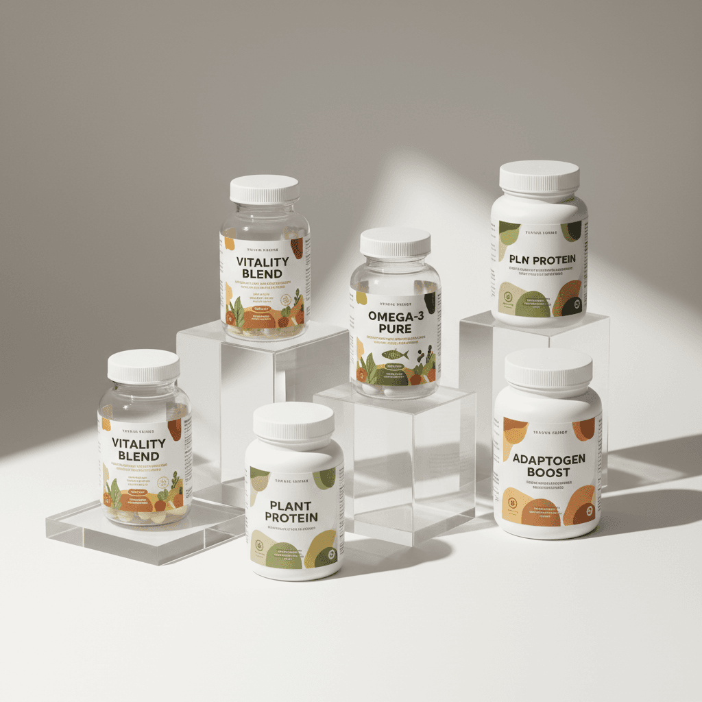 Quality vitamin and supplement bottles