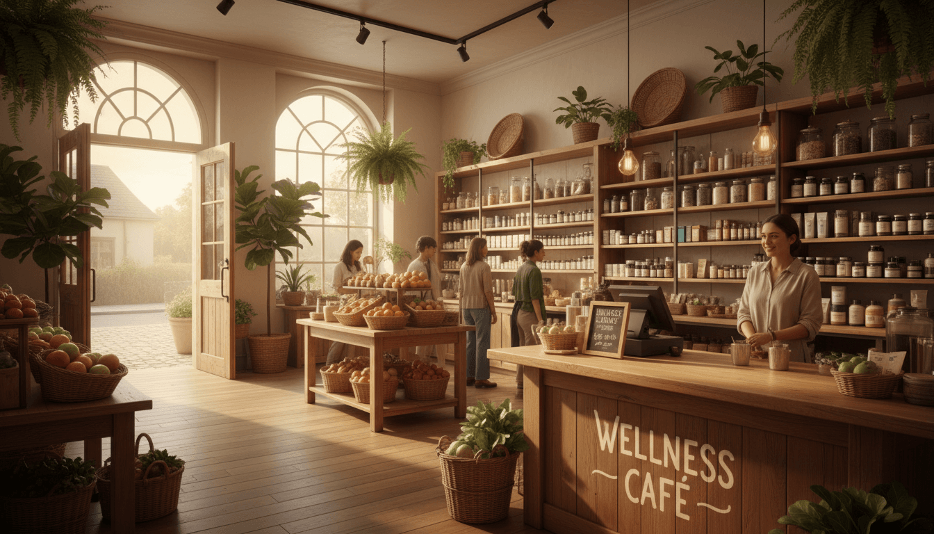 Warm interior of Thelmas Health store in Nephi with welcoming counter and natural lighting